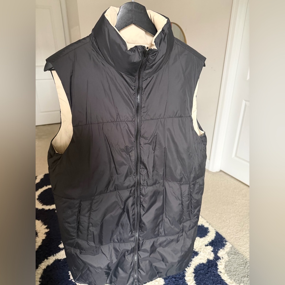 Mango Black and Cream Puffer Vest